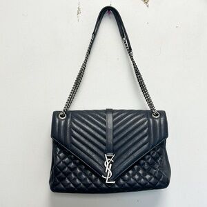 YSL Saint Laurent Navy quilted Envelope bag